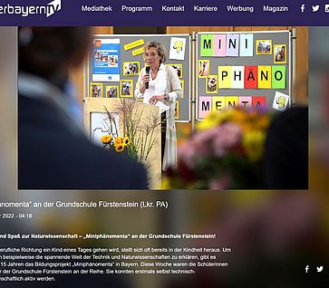 NiederbayernTV: MINIPHÄNOMENTA an der Grundschule Fürstenstein Quelle: Niederbayern TV-Mediathek: MINIPHÄNOMENTA an der Grundschule Fürstenstein
